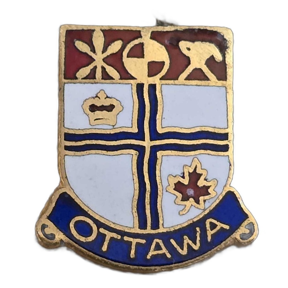 Vintage City of Ottawa Coat of Arms Crest Enamel Lapel Vest Hat Pin E26